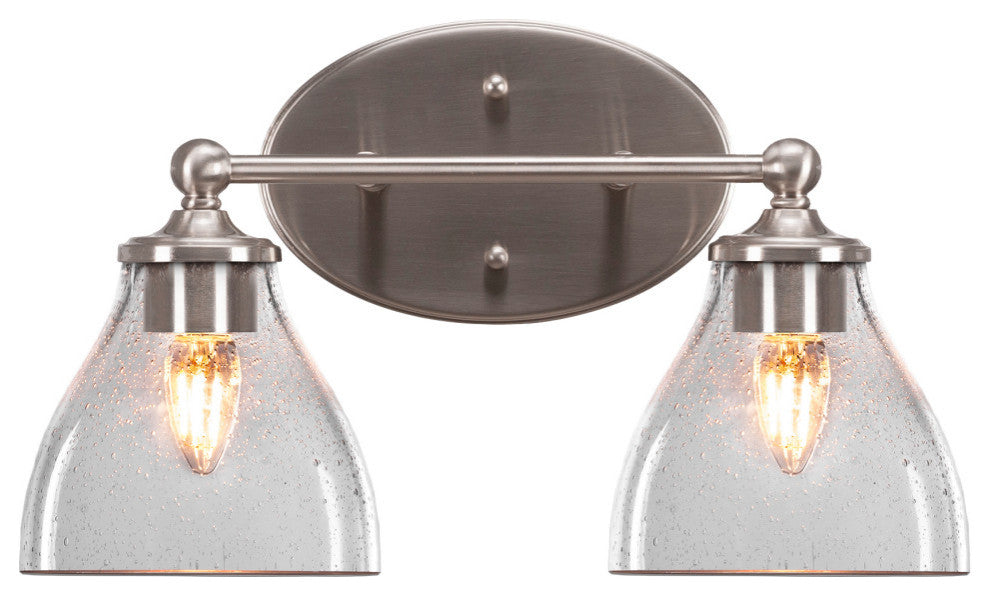 Capri 2-Light Bath Bar, Brushed Nickel/Clear Bubble
