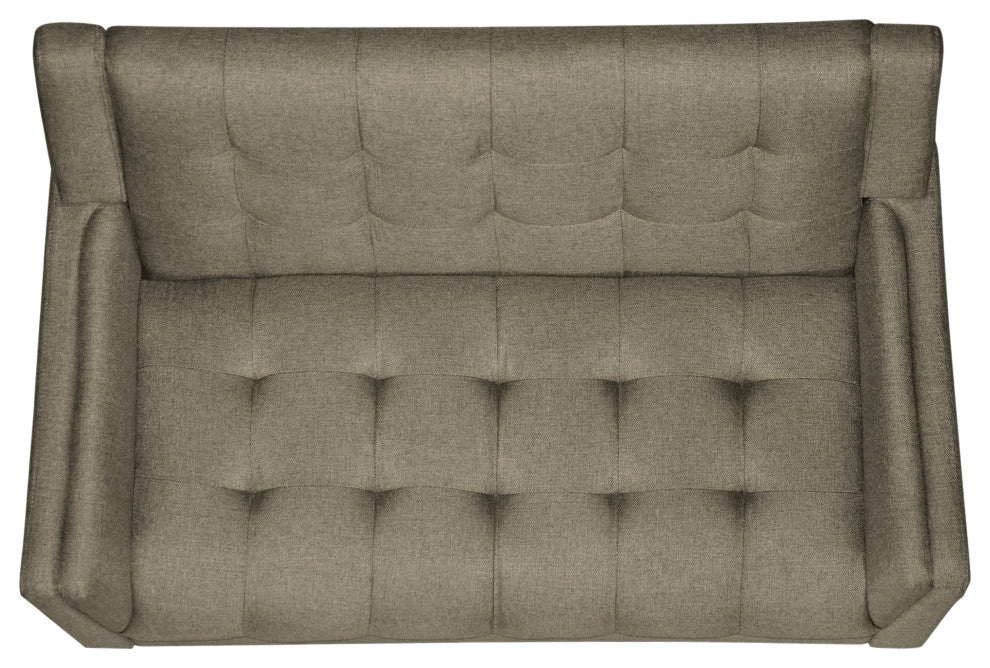 GDF Studio Evelyn Mid Century Modern Fabric Loveseat, Mocha/Walnut