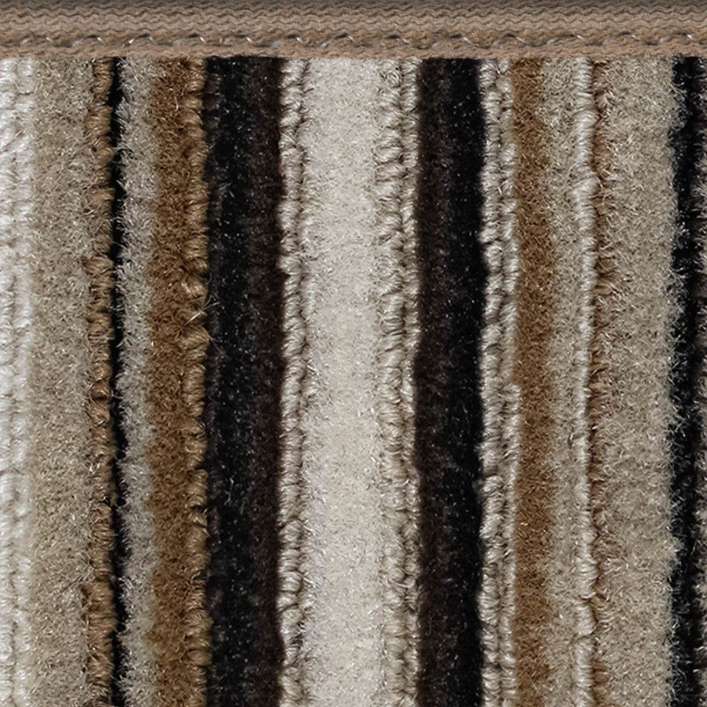 Skid-Resistant Carpet Runner Mocha Brown Stripe, 27"x10'
