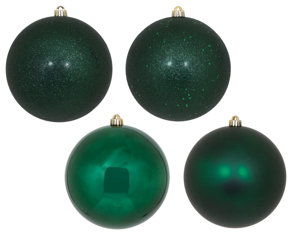 Vickerman N592074DA Midnight Green 4-Finish Ball Ornament Assortment 4 Per Bag