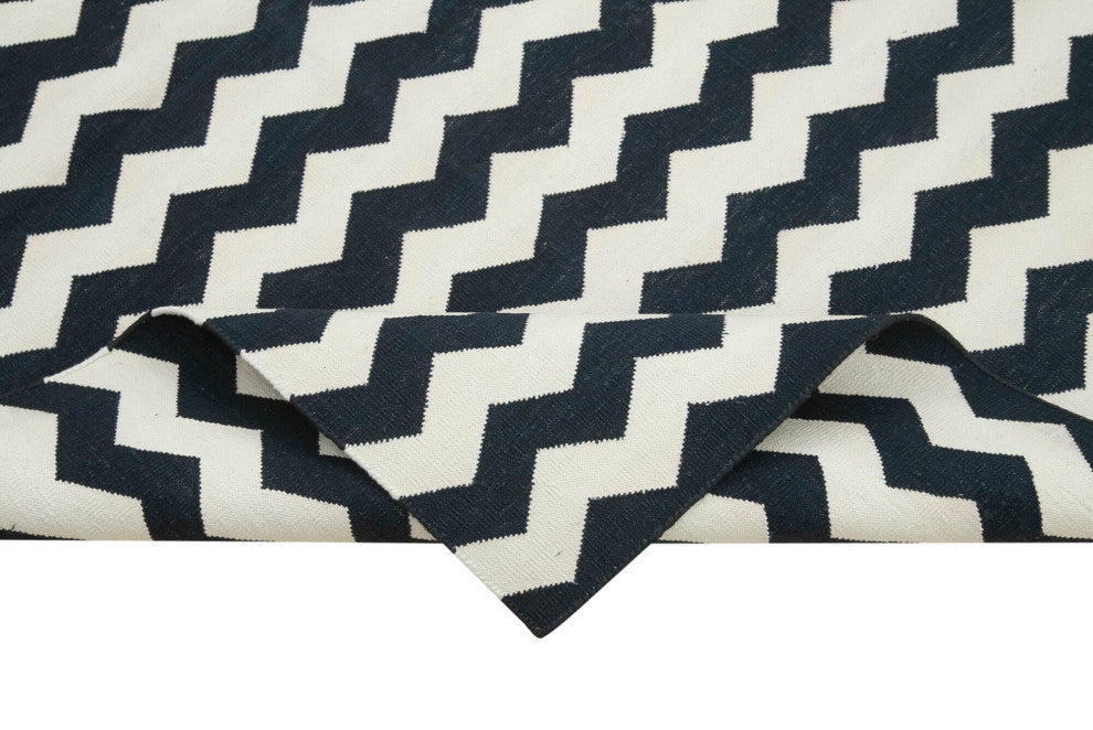 Rug N Carpet - Handmade Wool 3' 7'' x 5' 4'' Geometric Dhurrie Kilim Rug
