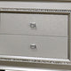 2 Drawer Spacious Nightstand with Mirror Beveled Pulls, Silver