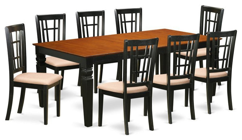 Lgni9-Bch-C, 9-Piece Set With Table and 8 Chairs, Black/Cherry