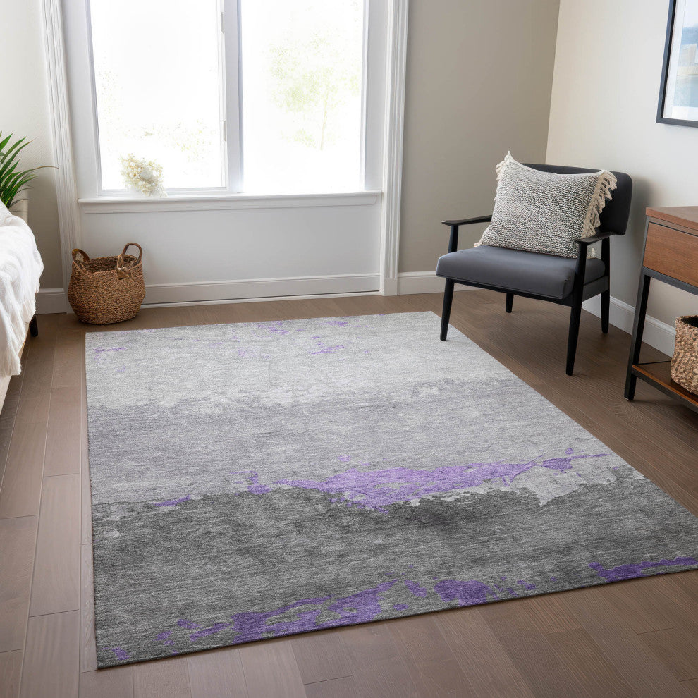 Machine Washable Indoor/Outdoor Chantille ACN1885 Purple 10' x 14' Rug