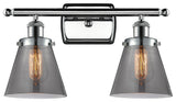 Small Cone 2-Light Bath Vanity-Light, Polished Chrome, Plated Smoke