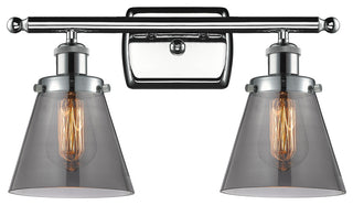 Small Cone 2-Light Bath Vanity-Light, Polished Chrome, Plated Smoke