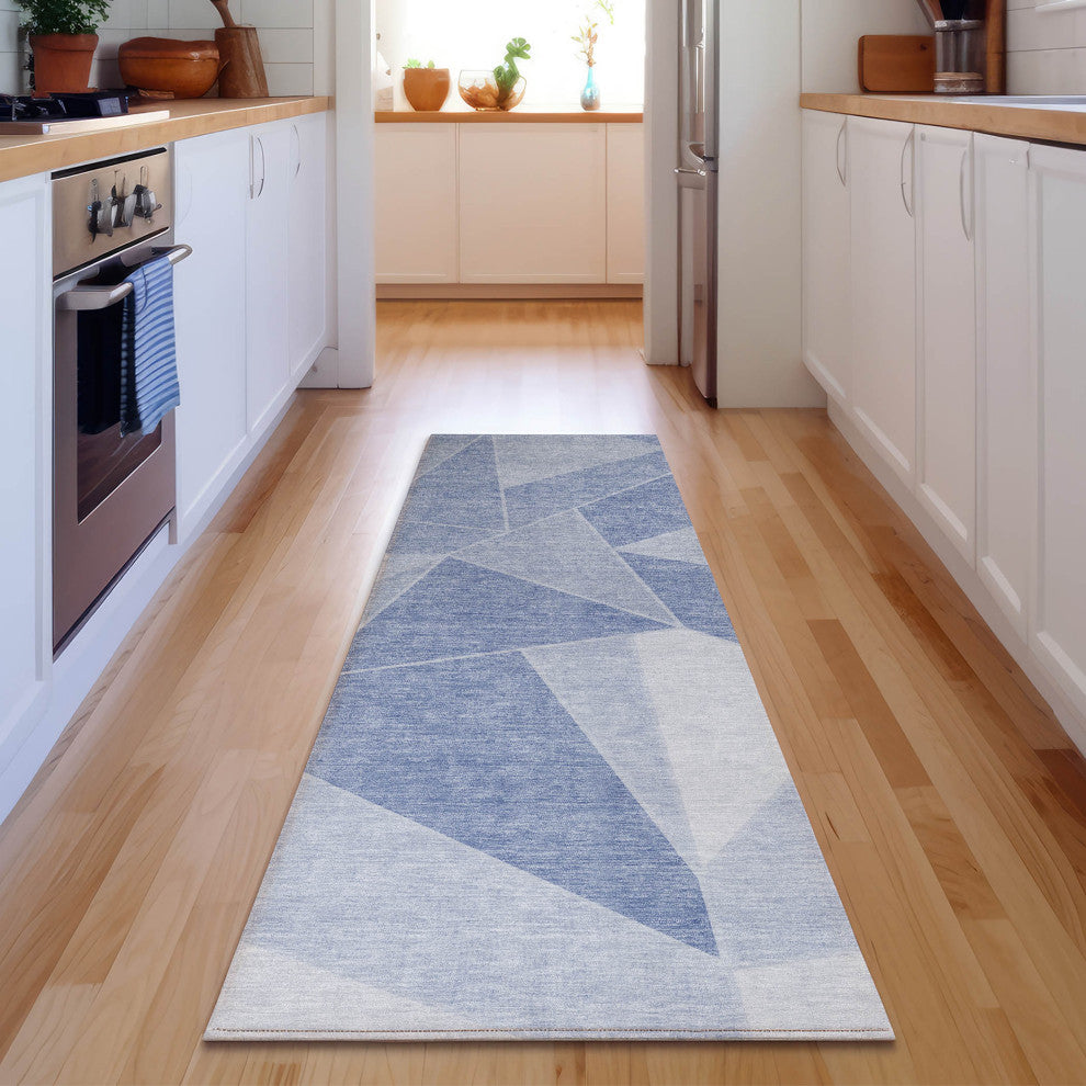 Premium Machine Washable Mayfield AMF636 Sky 2'3" x 7'6" Runner Rug