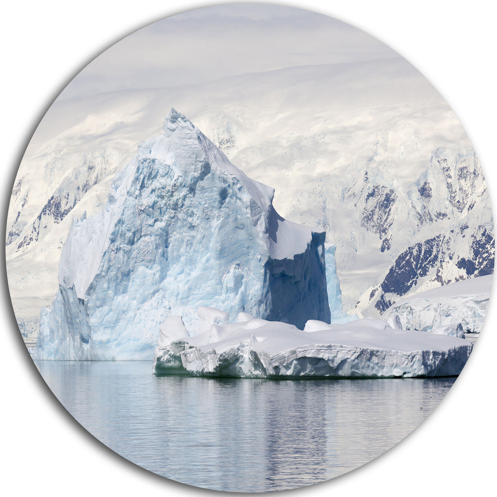 Antarctica Mountains, Landscape Photo Disc Metal Artwork, 11"