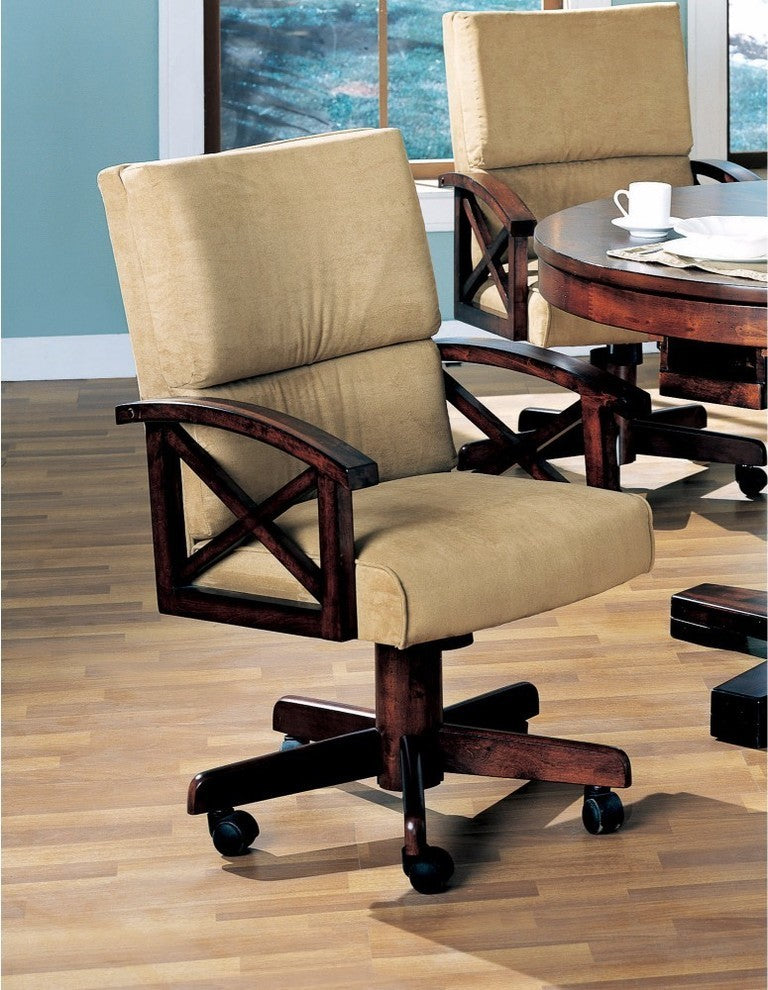 Benzara BM68943 Upholstered Arm Game Chair Brown