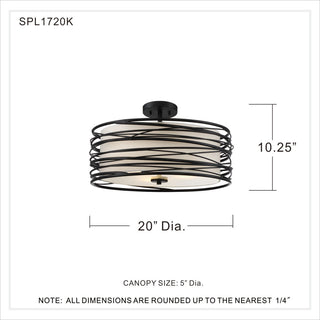 Quoizel SPL1720 Spiral 3 Light 20"W Semi-Flush Drum Ceiling - Light Gold
