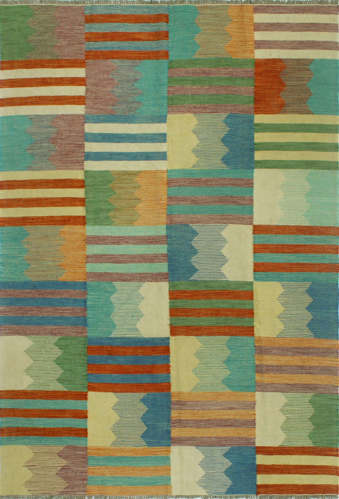 Winchester Kilim Inju Blue/Beige Rug, 6'6x9'10