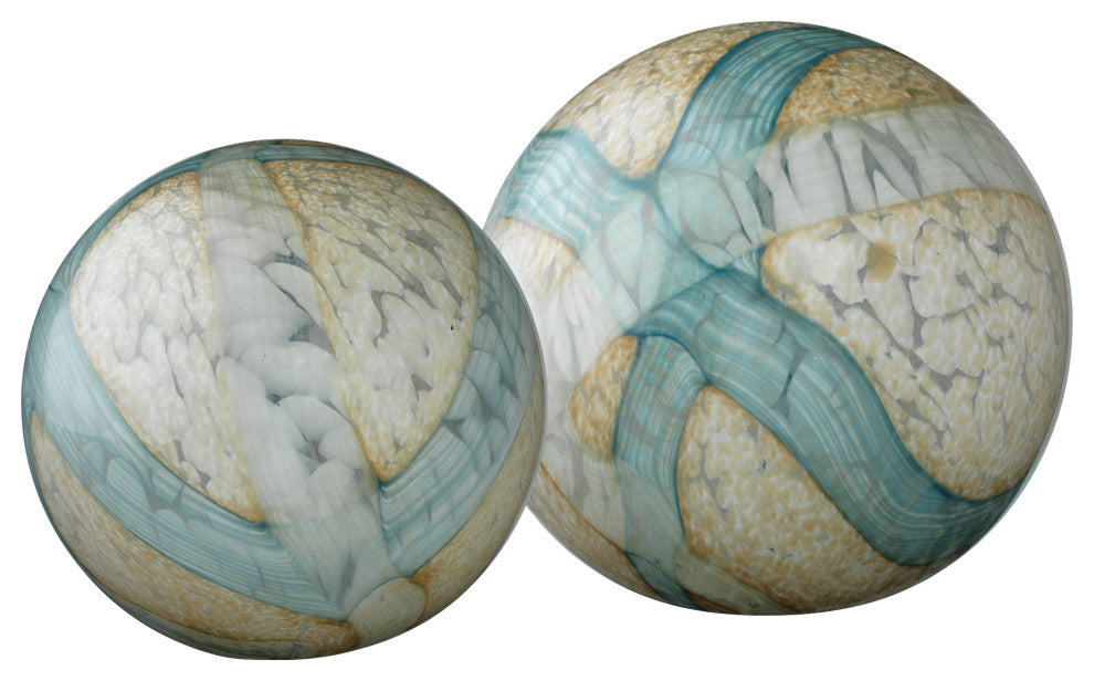 2-Piece Cosmos Glass Balls, Pale Blue Glass