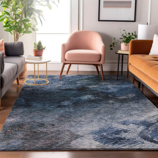 Premium Machine Washable Mayfield AMF590 Blue 9' x 12' Rug