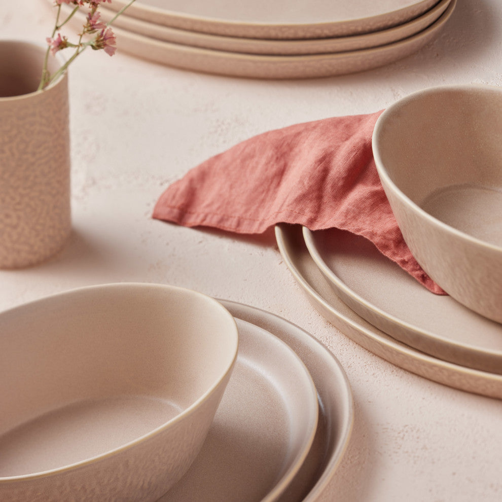Stone by Mercer Project Katachi Stoneware 16 Piece Dinnerware Set, Nude