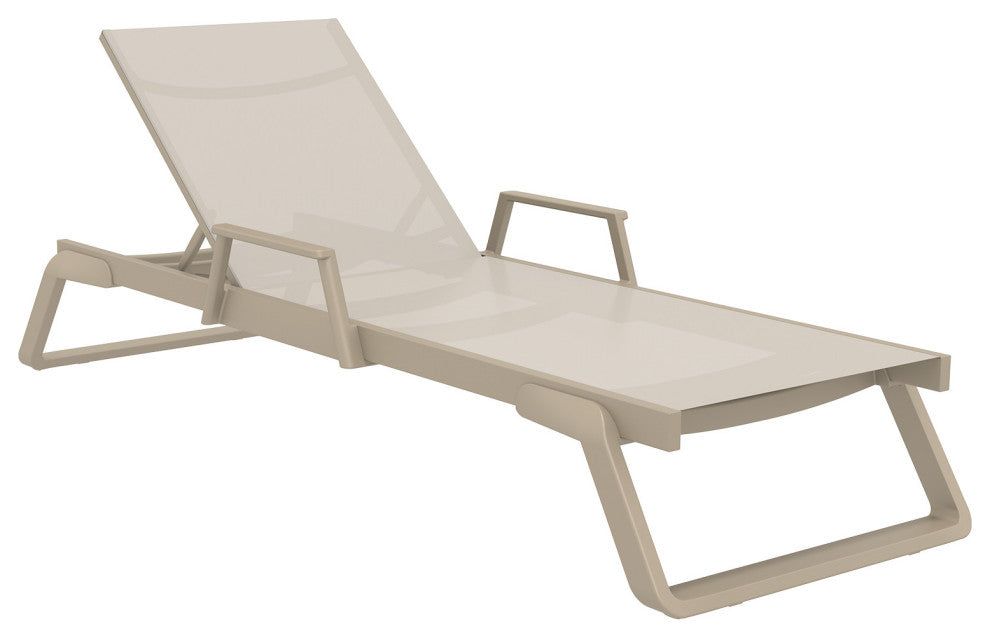Tropic Arm Sling Chaise Lounge, Set of 2, Taupe Frame Taupe Sling