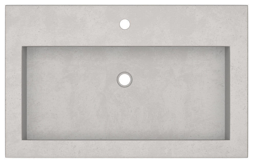 Trough 3019 Concrete Bathroom Sink, Ash, Single Faucet Hole