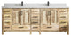 Malibu Mango 84 Double Sink Bath Vanity in White Washed 2" Calacatta Laza