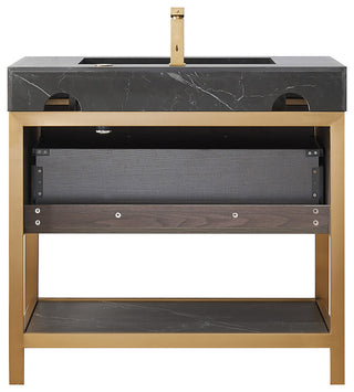 Segovia Bath Vanity with Sintered Stone Top, Suleiman Oak, 36", No Mirror