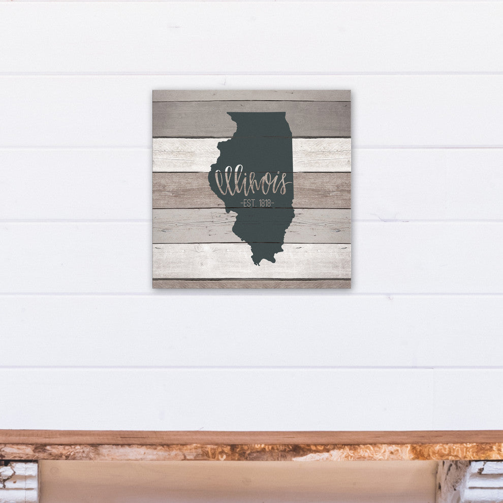 Illinois Established 16x16 Canvas Wall Art