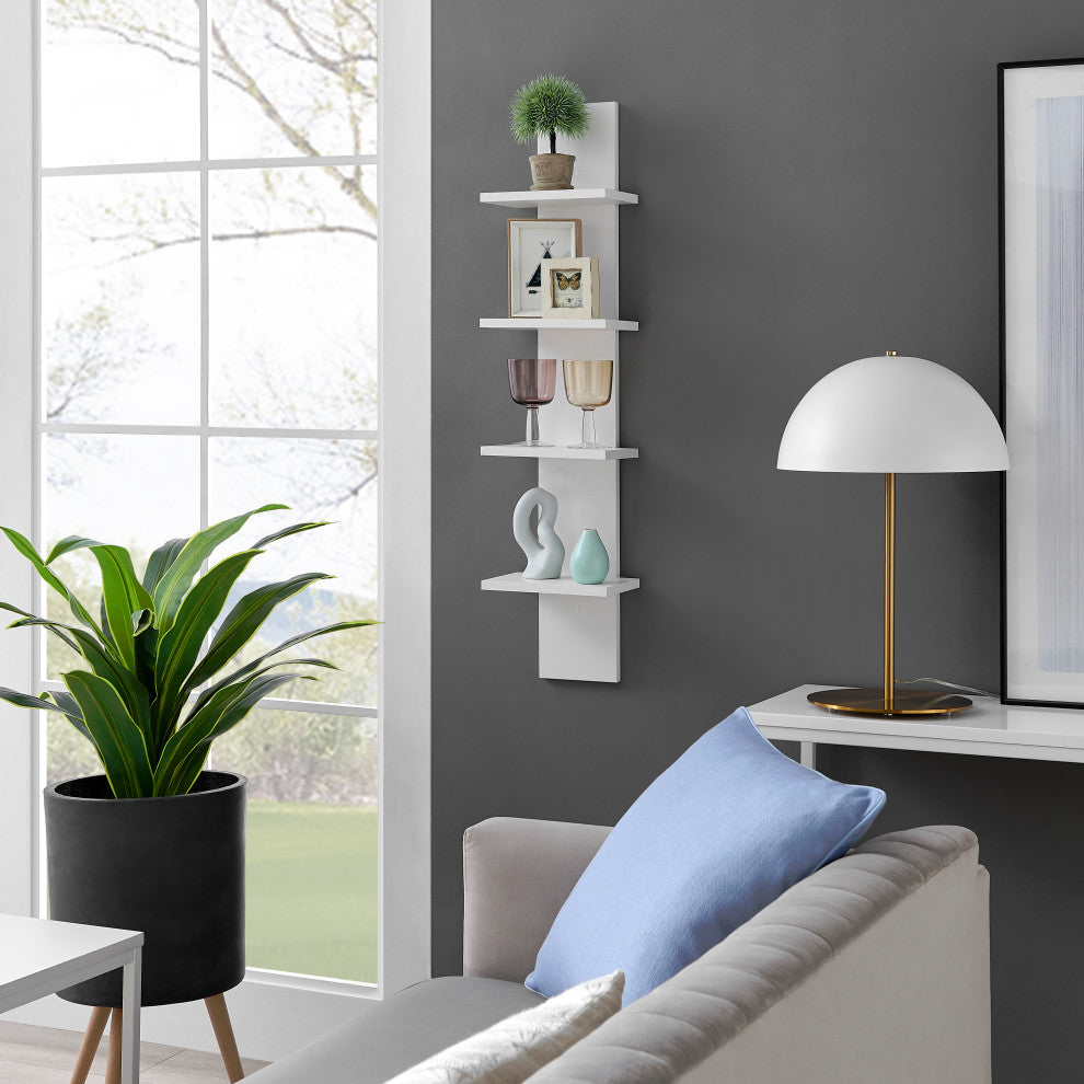 Danya B. Arica Utility Column 4-Tier Spine Wall Shelves, White