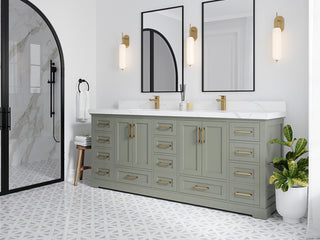 Boston 84 Double Sink Bath Vanity in Evergreen 2" Carrara Marble