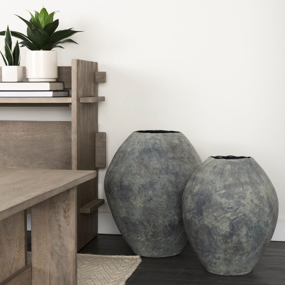 Gobi 20Lx23H Small Gray Ceramic Oval Vase
