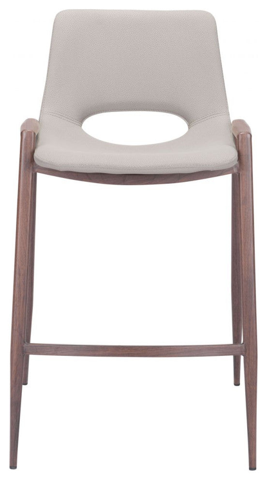 Desi Counter Stool, Set of 2 Beige/Walnut