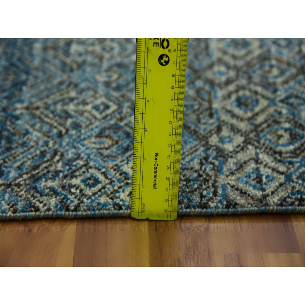 Yale Blue Kohinoor Herat Design 100% Wool Hand Knotted Runner Rug 2'6"x12'