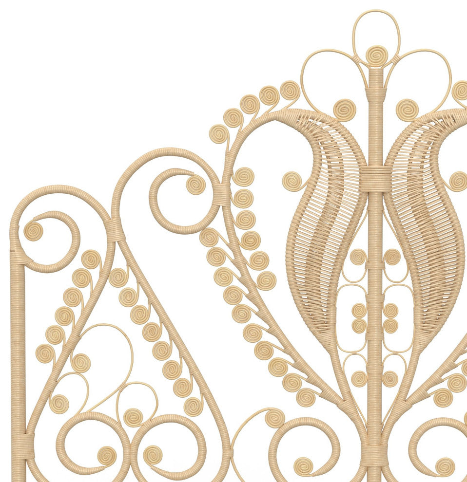 Peacock Rattan Headboard, Natural-Brown, Twin
