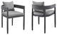 Menorca Outdoor Patio Dining Chairs in Aluminum with Gray Cushions - Set of 2