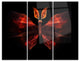 "Red Fractal Butterfly in Dark" Metal Wall Art, 3 Panels, 36"x28"