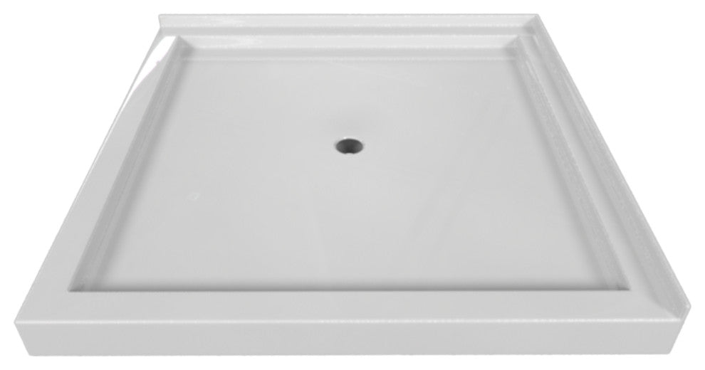 Valley Acrylic Double Threshold Acrylic Center Drain Shower Base 48", White, 48"