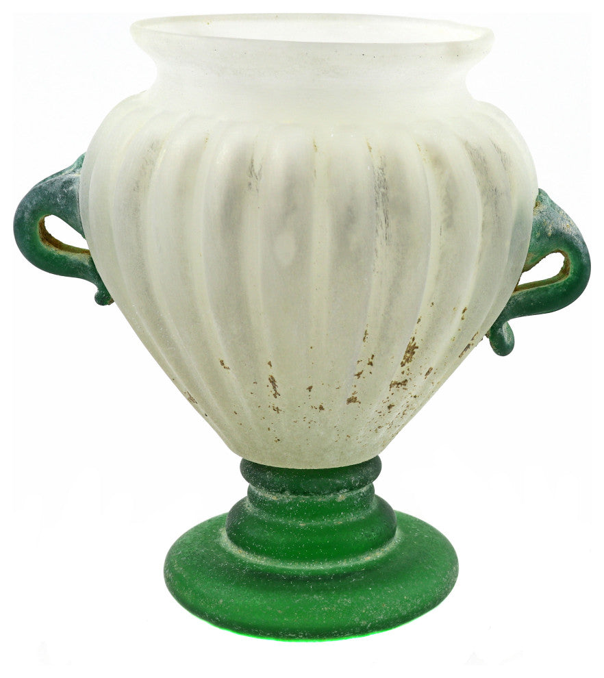 Murano Glass Imperial Scavo Vase, 7.5"x8"