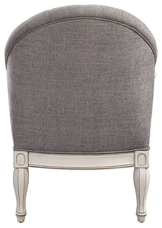 Fabric Upholstered Accent Chair, Gray and Antique White