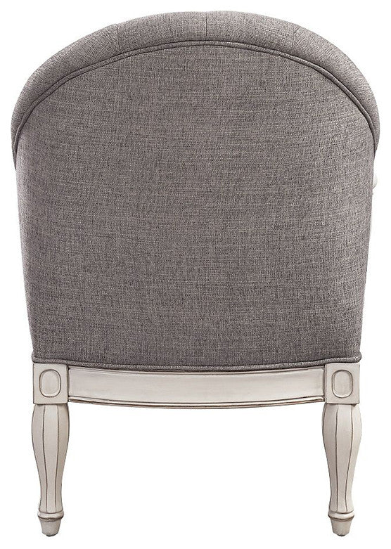 Fabric Upholstered Accent Chair, Gray and Antique White