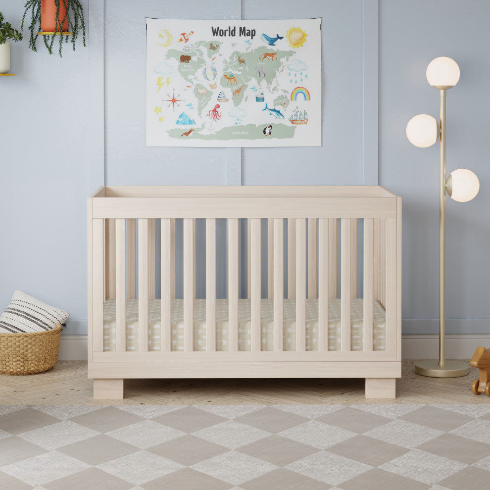 Modo 3-in-1 Convertible Crib With Toddler Bed Conversion Kit, Washed Natural