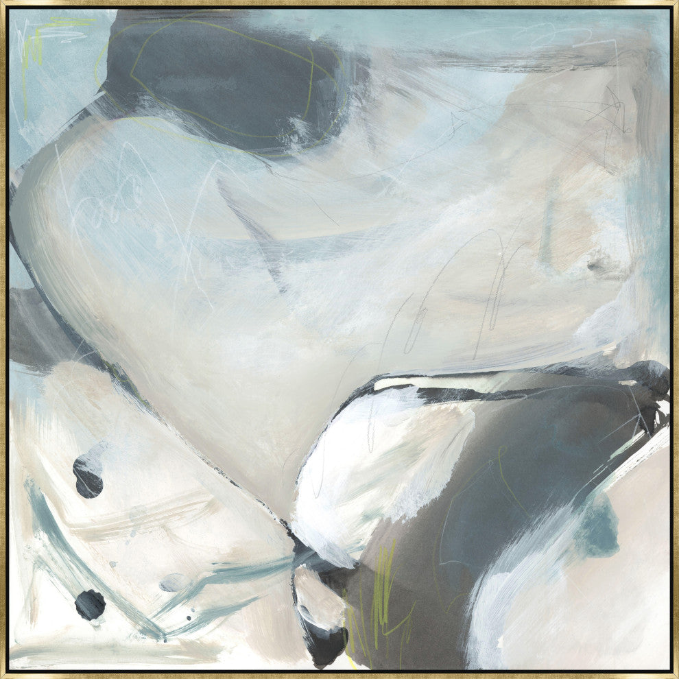 36x36 Flow of Wind VI, Framed Artwork, Gold