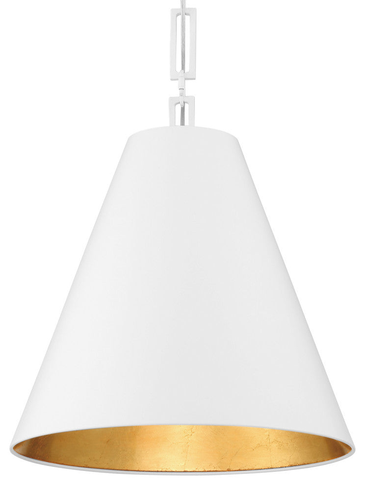 Alston Three Light Chandelier in Matte White / Antique Gold