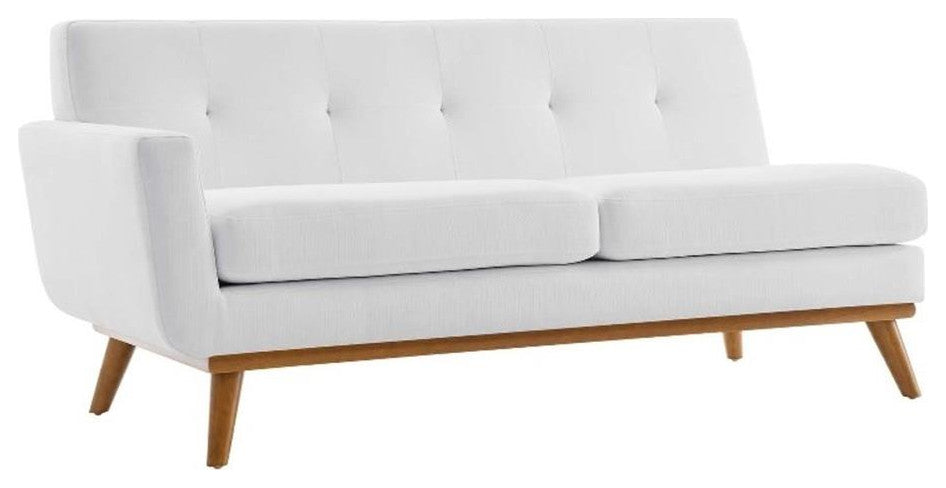 Engage Left-Arm Upholstered Fabric Loveseat White