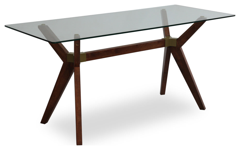 Mid-Century Modern Glass-Top Desk, Walnut