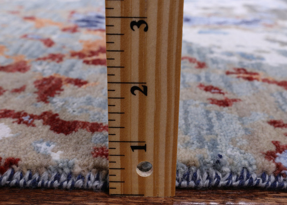 9' 0" X 12' 2" Wool and Silk Hand Knotted Modern Rug Q7195