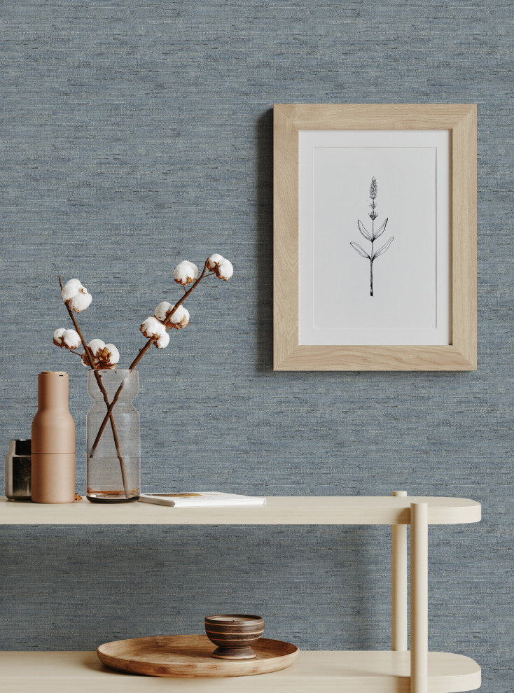 Canvas Look Peel and Stick Vinyl Wallpaper, Blue, 24"x108"