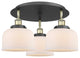 Bell-3 Light 20" Flush Mount-Black Antique Brass, Matte White Glass Shade
