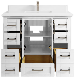 Boston 42 Single Sink Bath Vanity in White 1.5" White Quartz