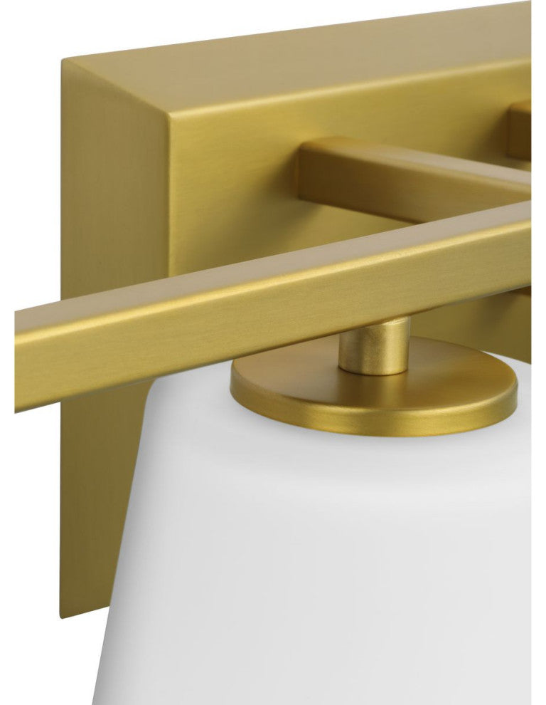 Vertex Collection Four-Light Brushed Gold Etched White Glass Bath Light