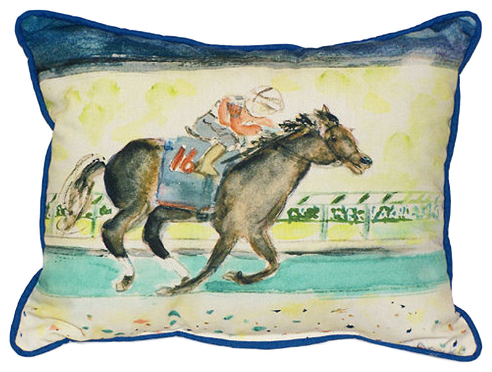 Betsy Drake Derby Winner Horse Extra Large 20 X 24 Indoor / Outdoor Pillow