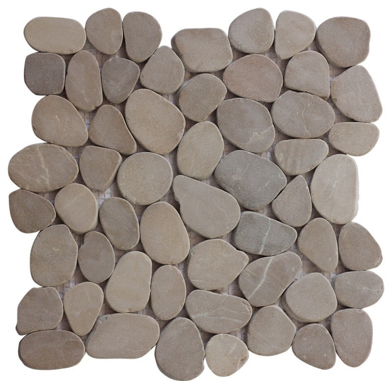 Balinese Night Natural Interlocking Pebble Tiles, 12"x12", Set of 100