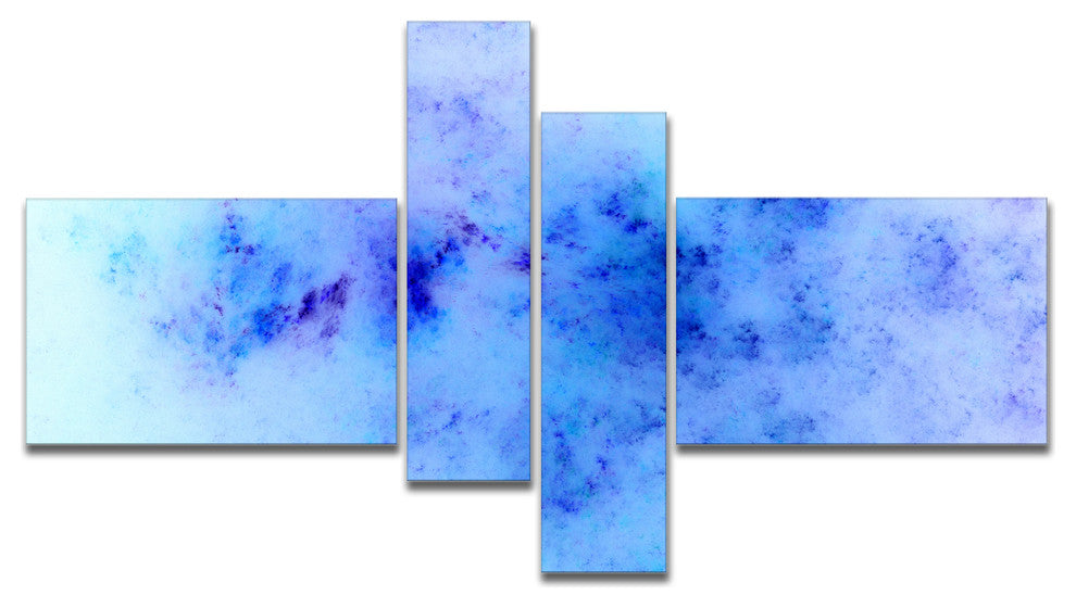 Light Blue Starry Fractal Sky, Abstract Canvas Art Print, 60"x32", 4 panels