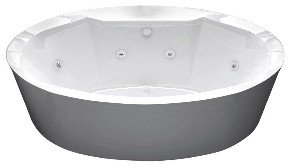 Poussin 34 x 68 Oval Freestanding Whirlpool Jetted Bathtub with Center Drain