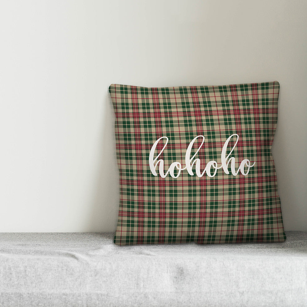 Hohoho, Tartan Plaid 18x18 Throw Pillow